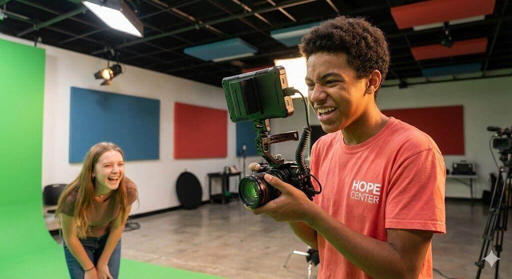 Student learning video production